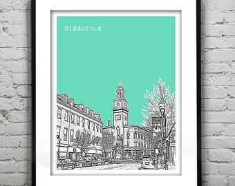 Biddeford Maine Skyline Poster Art Print ME Item T5295