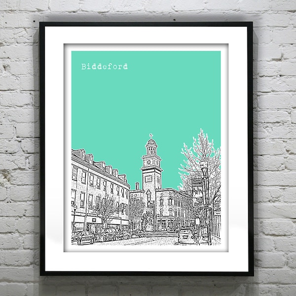 Biddeford Maine Skyline Poster Art Print ME Item T5295