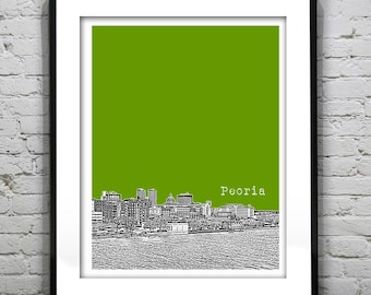 Peoria Illinois Poster Skyline Art Print  IL Item T2479
