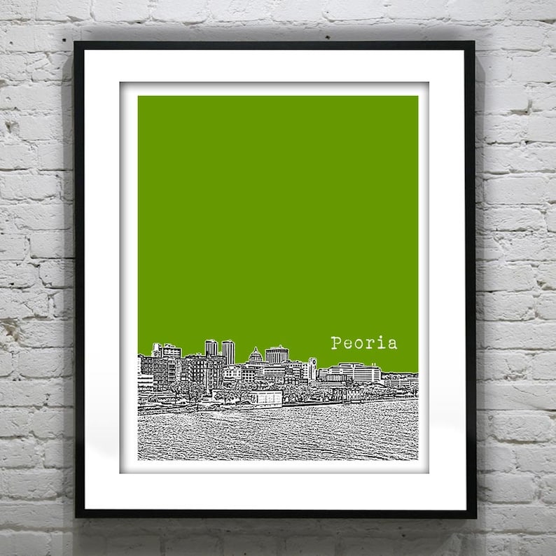 Peoria Illinois Poster Skyline Art Print IL Item T2479 Etsy