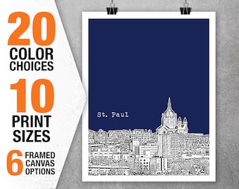 Saint Paul Minnesota Poster Art Skyline Print Item T5377