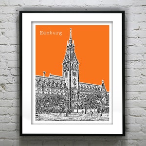 Hamburg Germany City Skyline Poster Print Art Version 2