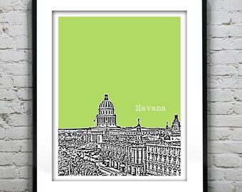 Havana Cuba Poster Art Skyline Print Item T2533