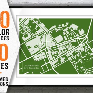 Portsmouth New Hampshire Blueprint Map Poster Art Print NH Item T4235