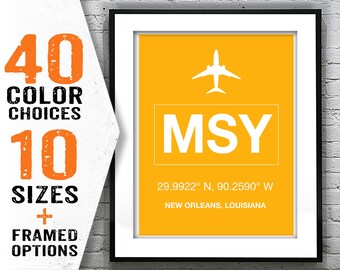 MSY Louis Armstrong New Orleans International Airport Aviation Poster Art Print Item T2007