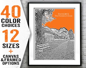 Garmisch Partenkirchen Poster Skyline Art Print Germany Item T2430