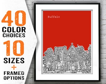 Buffalo New York Skyline Poster Art Print New York NY Custom Listing Item T1451