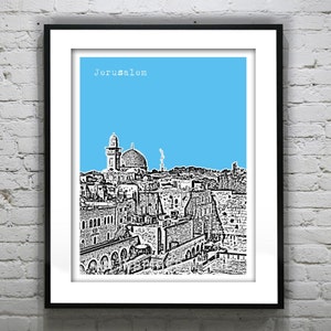 Jerusalem Skyline Israel Poster Art Print Version 1