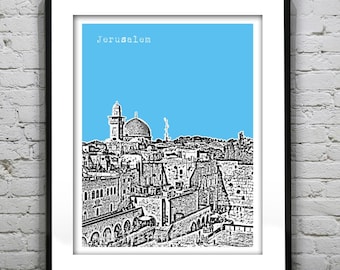 Jerusalem Skyline Israel Poster Art Print Version 1