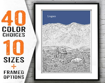 Logan Skyline Poster Print Art Utah UT Item T1662