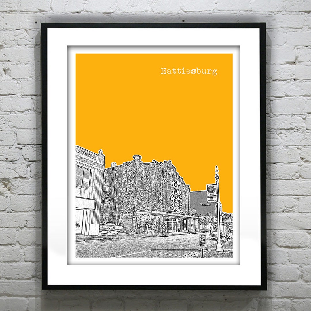 Hattiesburg Mississippi Skyline Poster Art Print MS Item T1060 Etsy