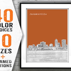 Jacksonville Florida City Skyline Poster Art Print Florida Item T1747