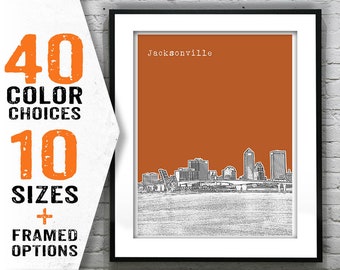 Jacksonville Florida City Skyline Poster Art Print Florida Item T1747