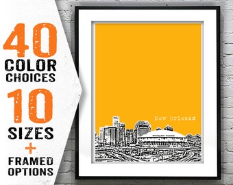 New Orleans Poster Art Louisiana Skyline Print Superdome Item T1784