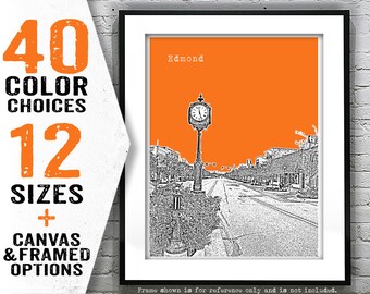 Edmond Oklahoma Skyline Poster Art Print Item T5267
