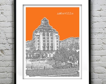 Asheville North Carolina City Skyline Poster Art Print NC Item T2699