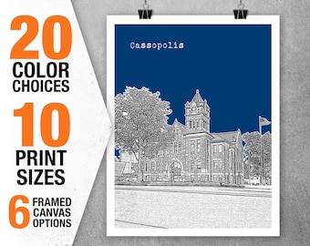 Cassopolis Michigan Skyline Poster City Art Print MI Item T5559