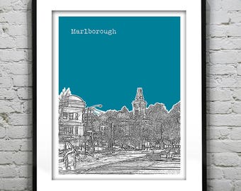 Marlborough Massachusetts Skyline Poster Art Print MA Item T1280