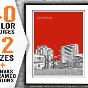 Lafayette Skyline Poster Art Print Downtown Louisiana LA Item T5005
