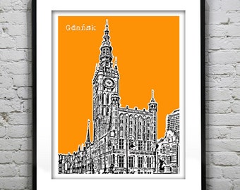 Gdansk Poland Poster Danzig Print Art Skyline