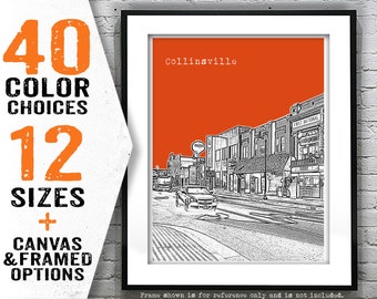 Collinsville Skyline Poster Print Art Chicago Downtown Illinois IL Item T4029