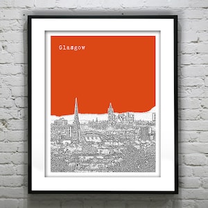 Glasgow Skyline Poster Art Print Scotland Version 2 image 1