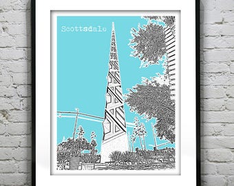 Scottsdale Arizona Downtown Poster Print Art Skyline Version 2