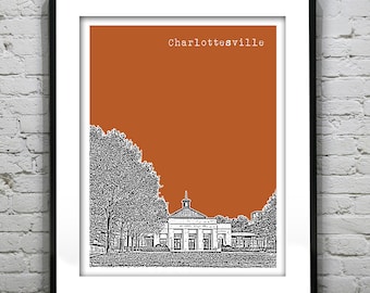 Charlottesville Virginia Poster Art Skyline VA Item T1020