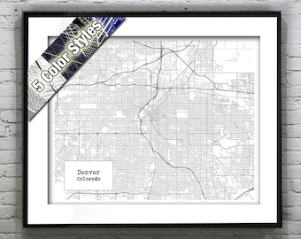 Denver Colorado Blueprint Map Poster Art Print  Item T1255