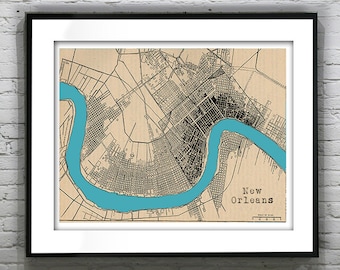New Orleans Poster Art Print Louisiana Old Vintage Map Item T4144