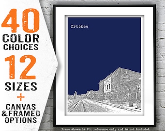 Truckee California Skyline Poster Art Print CA Item T4912
