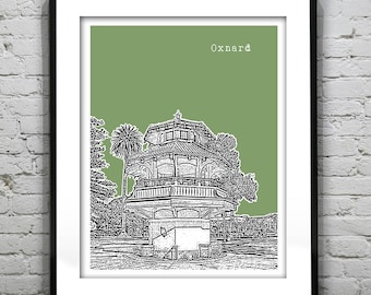 Oxnard California Skyline Poster Art Print California CA Item T2515