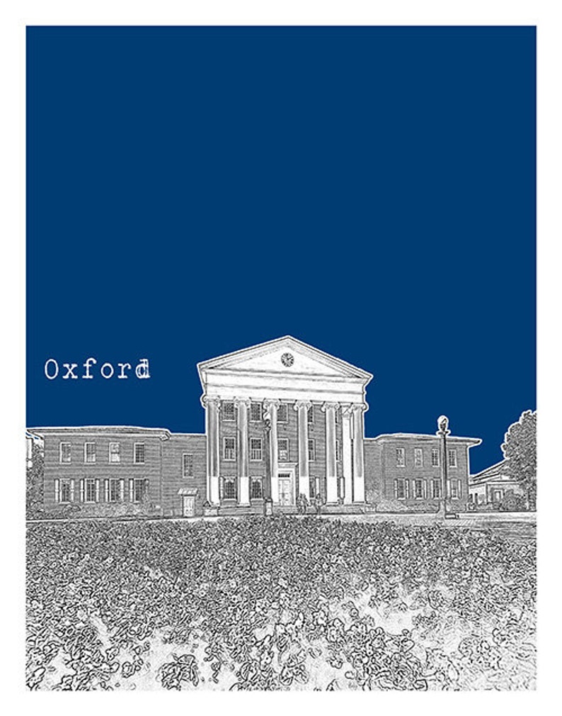 Oxford Mississippi Poster Art Print Skyline Ole Miss Item Etsy