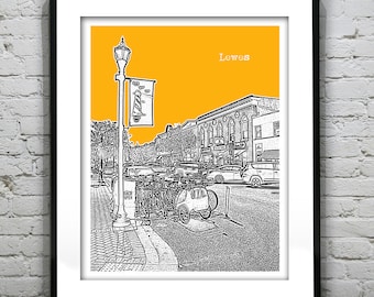 Lewes Delaware Poster Art Print Skyline DE Version 4