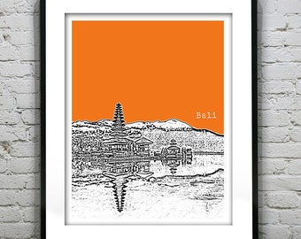 Bali Indonesia Skyline Poster Print Art Pura Temple
