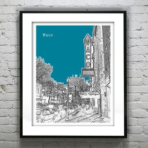 Waco Texas Skyline Poster Art Print TX Item T2092