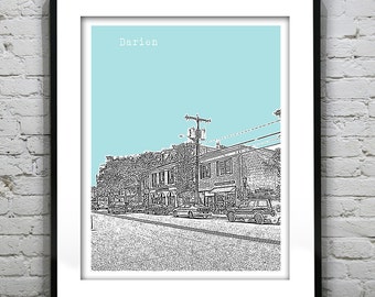 Darien Connecticut Poster Print Art Skyline CT Version 1