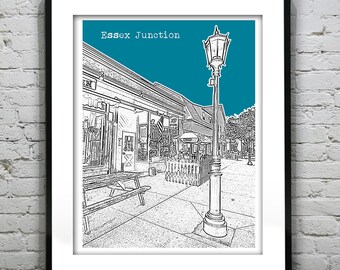 Essex Junction Vermont Skyline Art Print Poster Vermont VT version 3