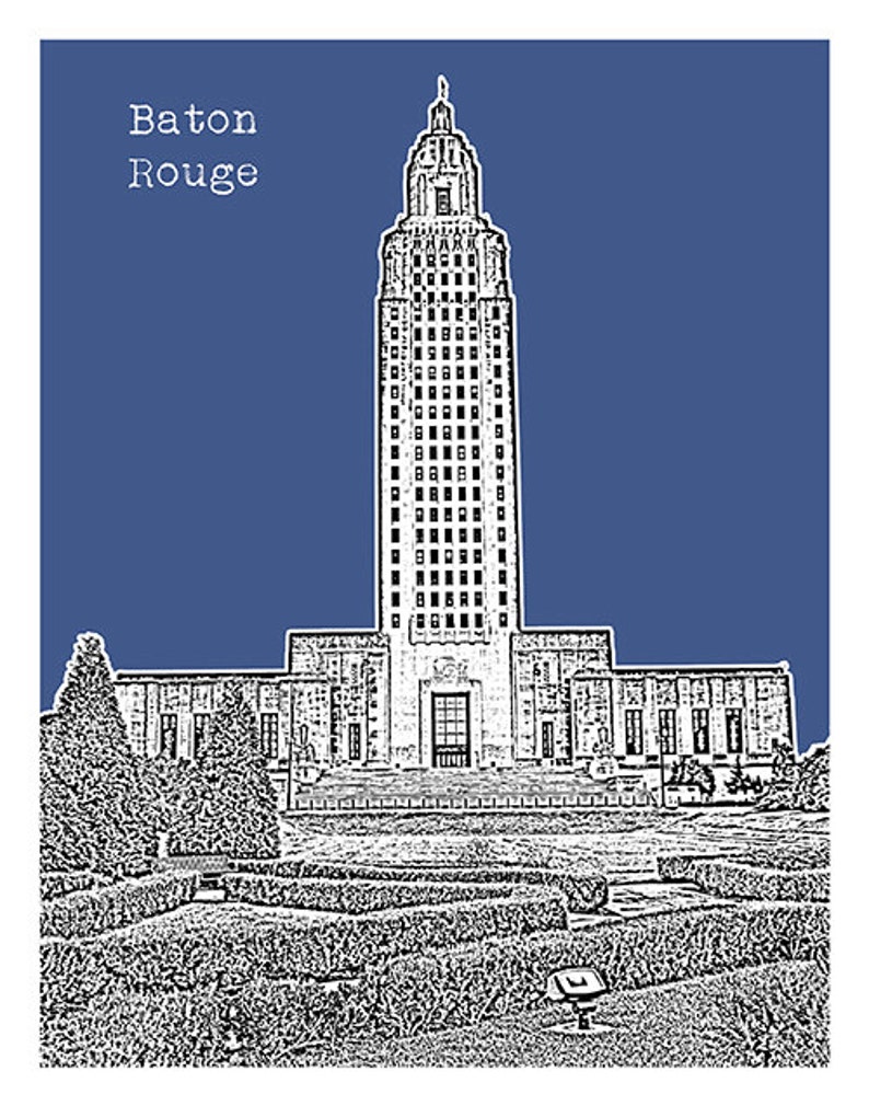 Baton Rouge Skyline Poster Art Print Louisiana Item T4239 Etsy