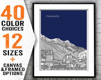 Chamonix France Poster Art Skyline Print Europe Item T4847