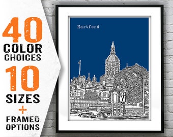 Hartford Connecticut Skyline Poster Art Print CT Item T1632