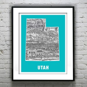 Utah State Poster Art Skyline Print Version 1