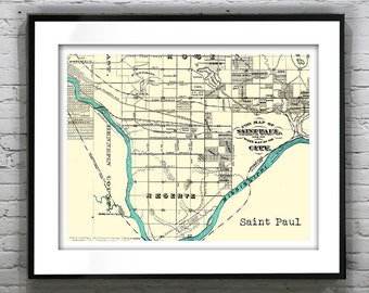 Saint Paul Minnesota Poster Art Vintage Map Print Mn Version 5