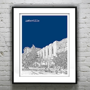 Asheville North Carolina City Skyline Poster Art Print NC Item T2700