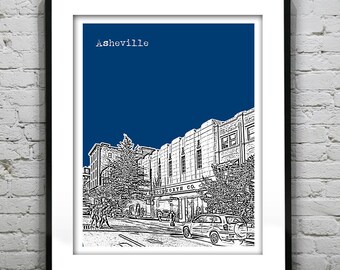 Asheville North Carolina City Skyline Poster Art Print NC Item T2700