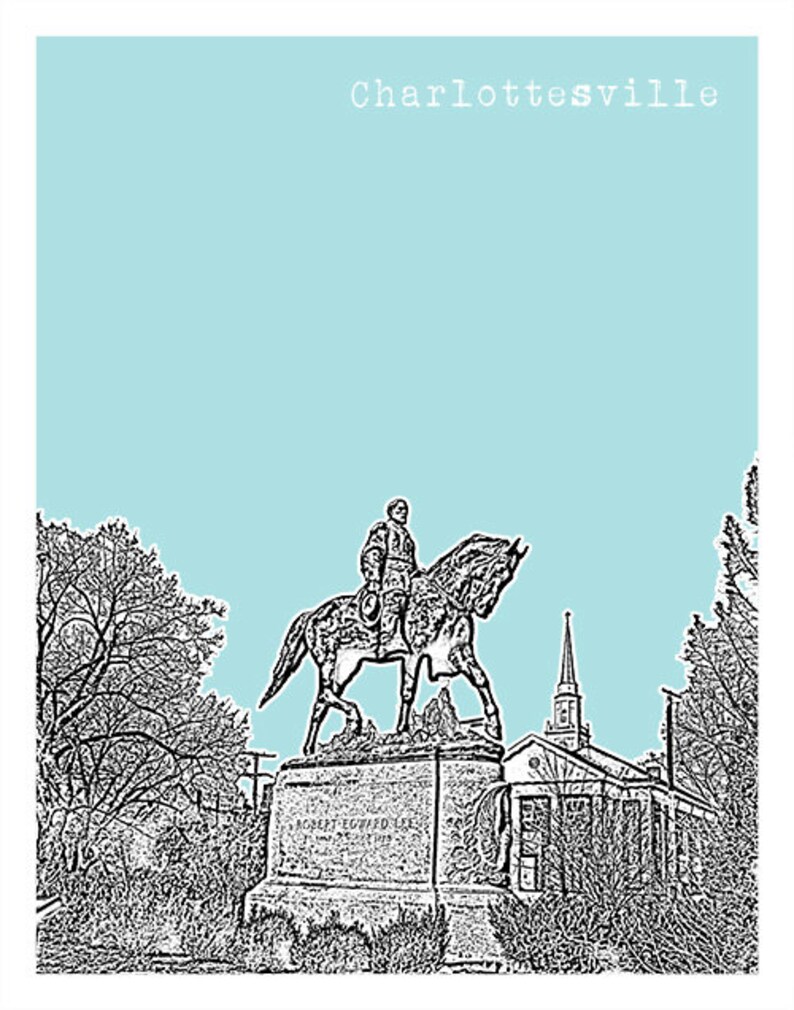 Charlottesville Virginia Poster Art City Skyline Print VA Item Etsy