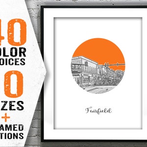 Fairfield Connecticut Poster Print Art Skyline Round Item T2103