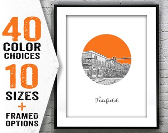 Fairfield Connecticut Poster Print Art Skyline Round Item T2103