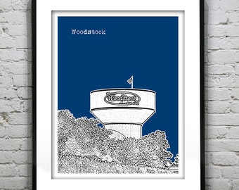 Woodstock Virginia Skyline Poster Art Print VA Water Tower Item T4932