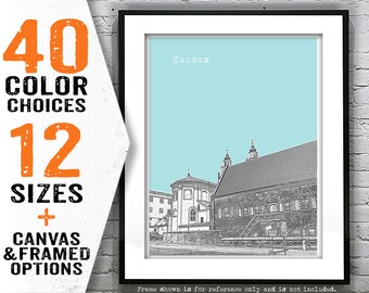 Kaunas Lithuania City Skyline Poster Art Print Item T3027